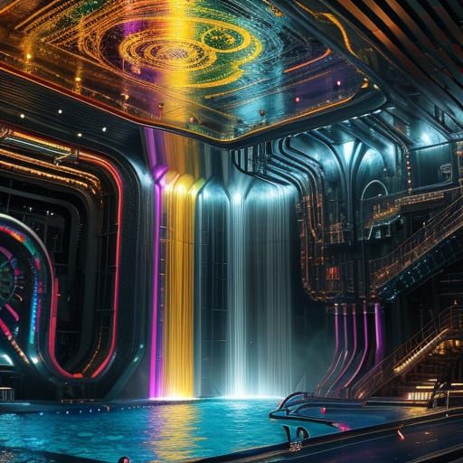 Metallic Rainbow Over Biomechanical Landscape in Psychedelic...