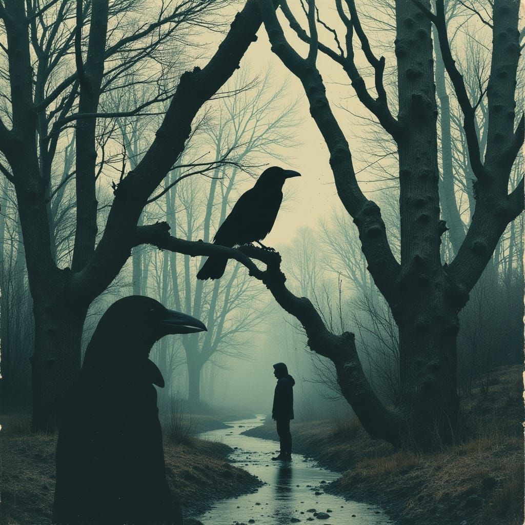 Eerie Forest Crow in Coldwave Postpunk Style