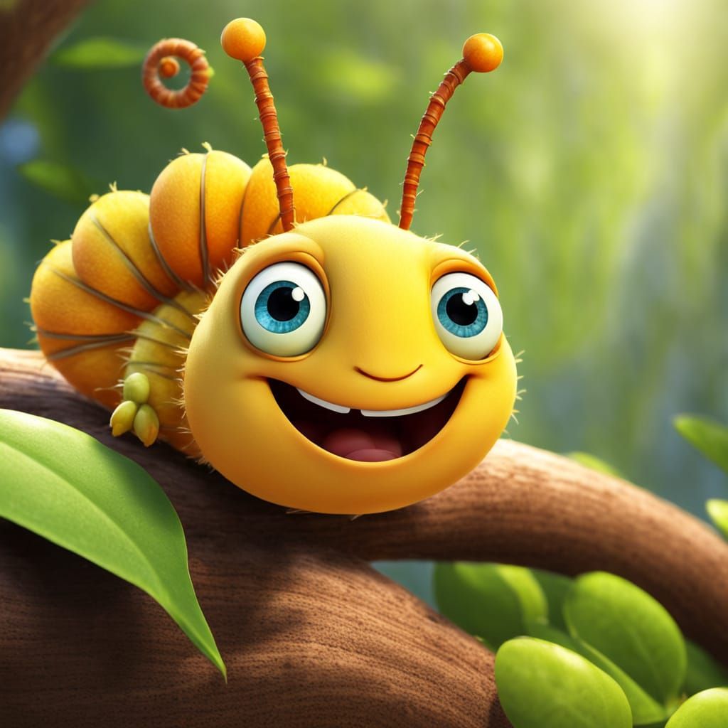 very cute chubby caterpillar looking very excited perched on...
