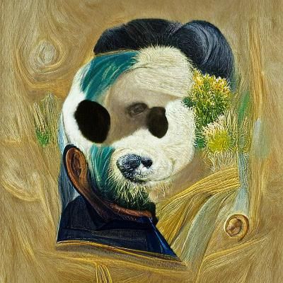 Panda Portrait in Van Gogh Style