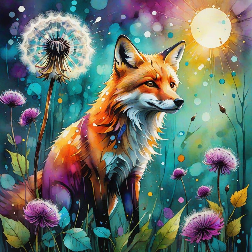 Whimsical Nature Scene in Vibrant Colors