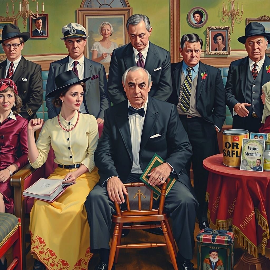 Norman Rockwell Style Mafia Scene