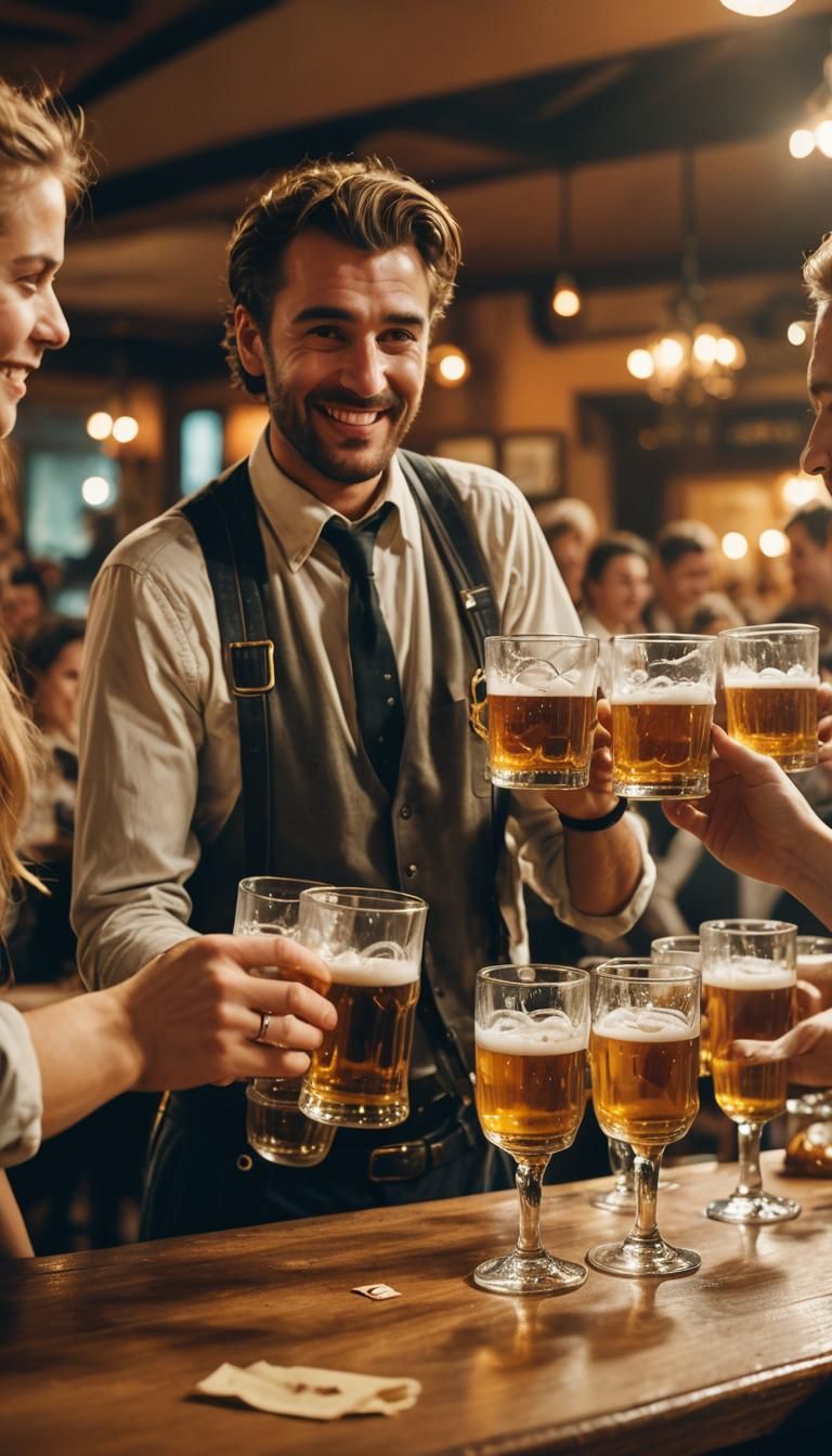 Oktoberfest Bar Scene in Cinematic Style