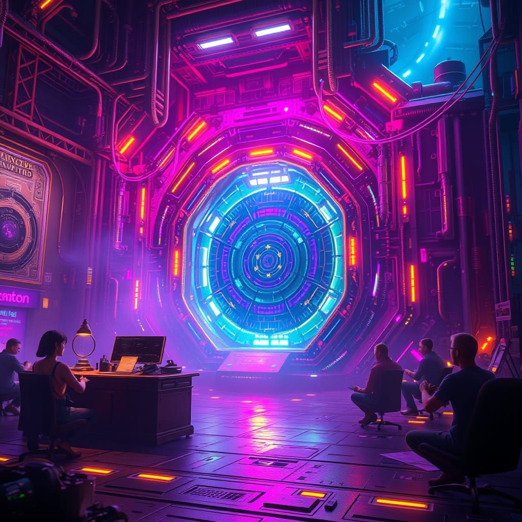 Surreal Cyberpunk Quantum Computer Masterpiece