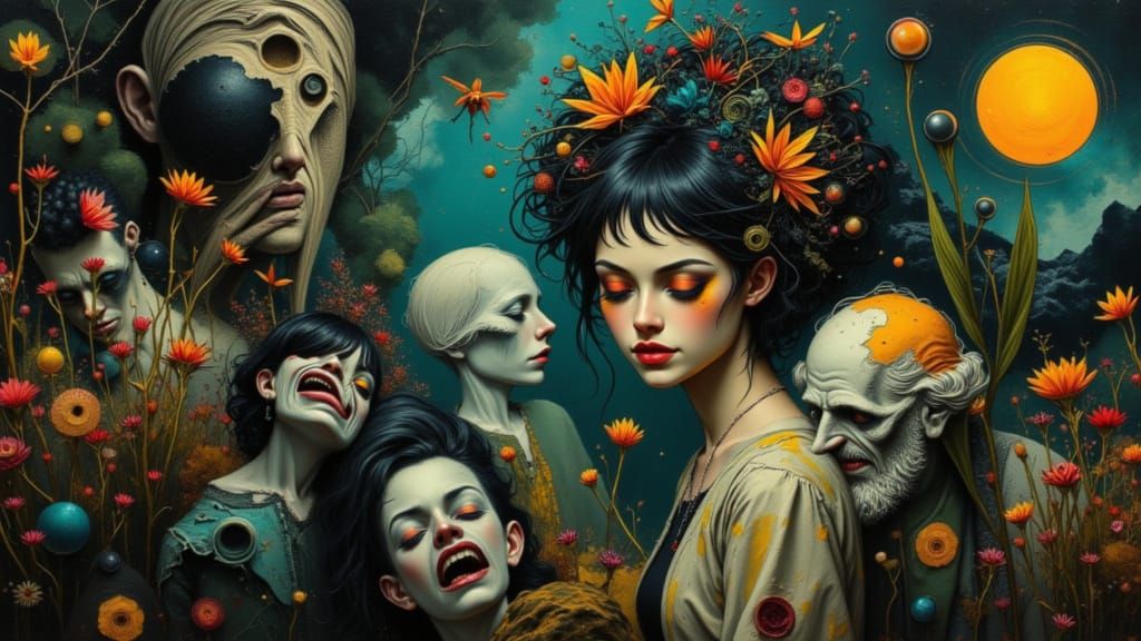 Concept Art Portrait: Joy and Despair in Dramatic Contrast