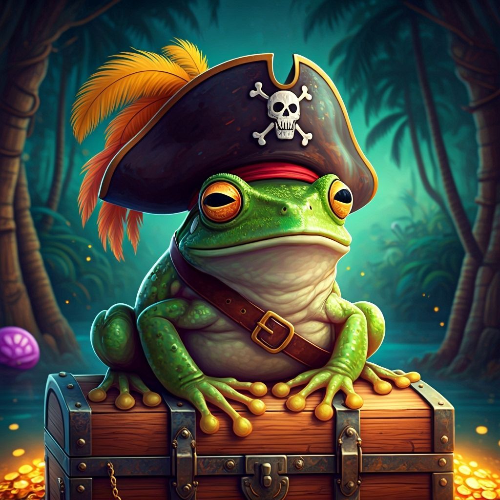 Frog Pirate Treasure Chest in Stylized Fantasy Art
