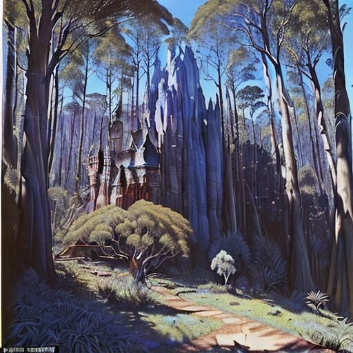Psychedelic Fantasy Castle in Eucalypt Forest