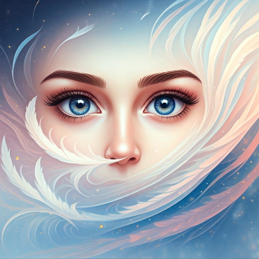 Ethereal Dreamy Eyes in Pastel Hues, Luminous Digital Art