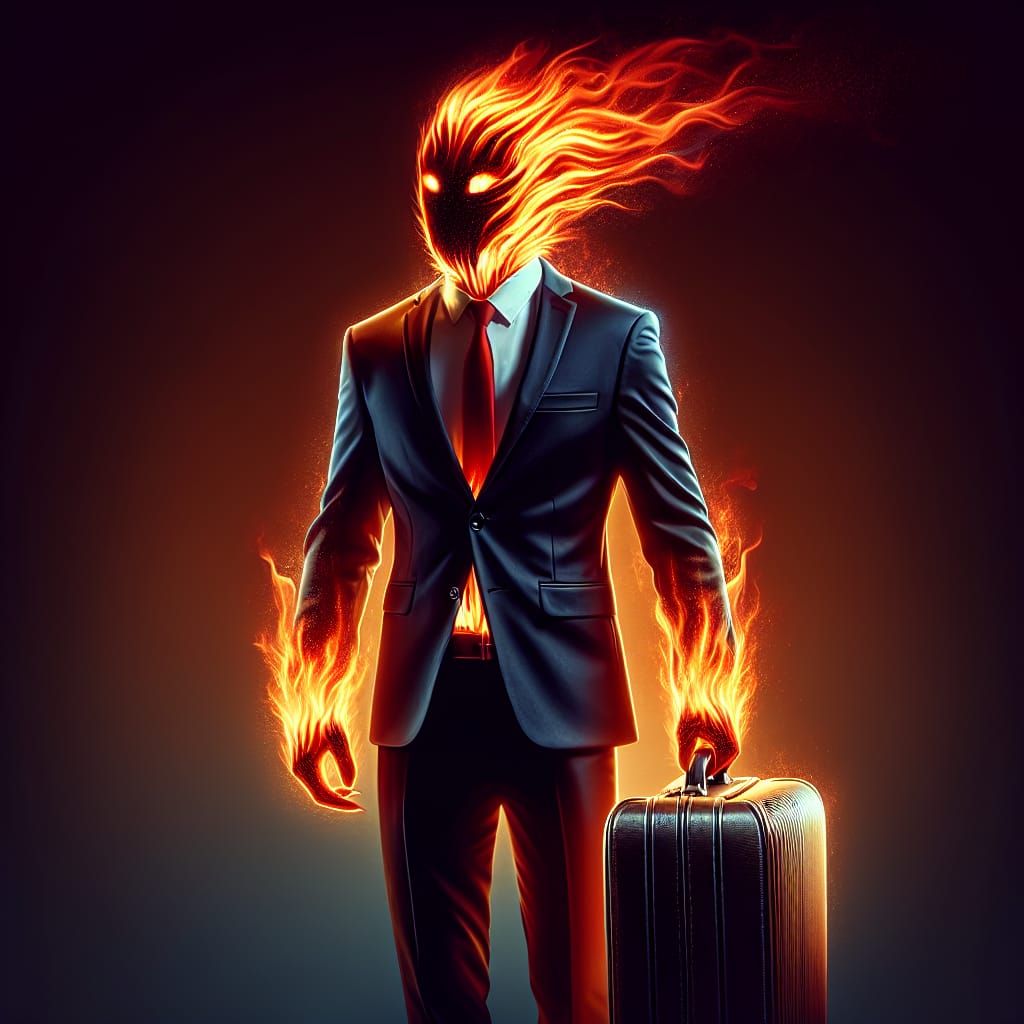 Surreal Business Fire Entity Commutes to Work