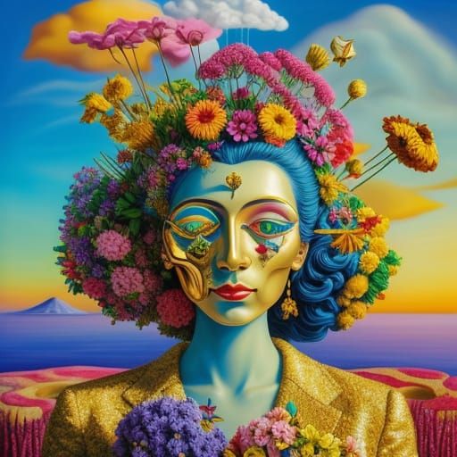 Surreal Flowers in a Dreamscape, Salvador Dali Style