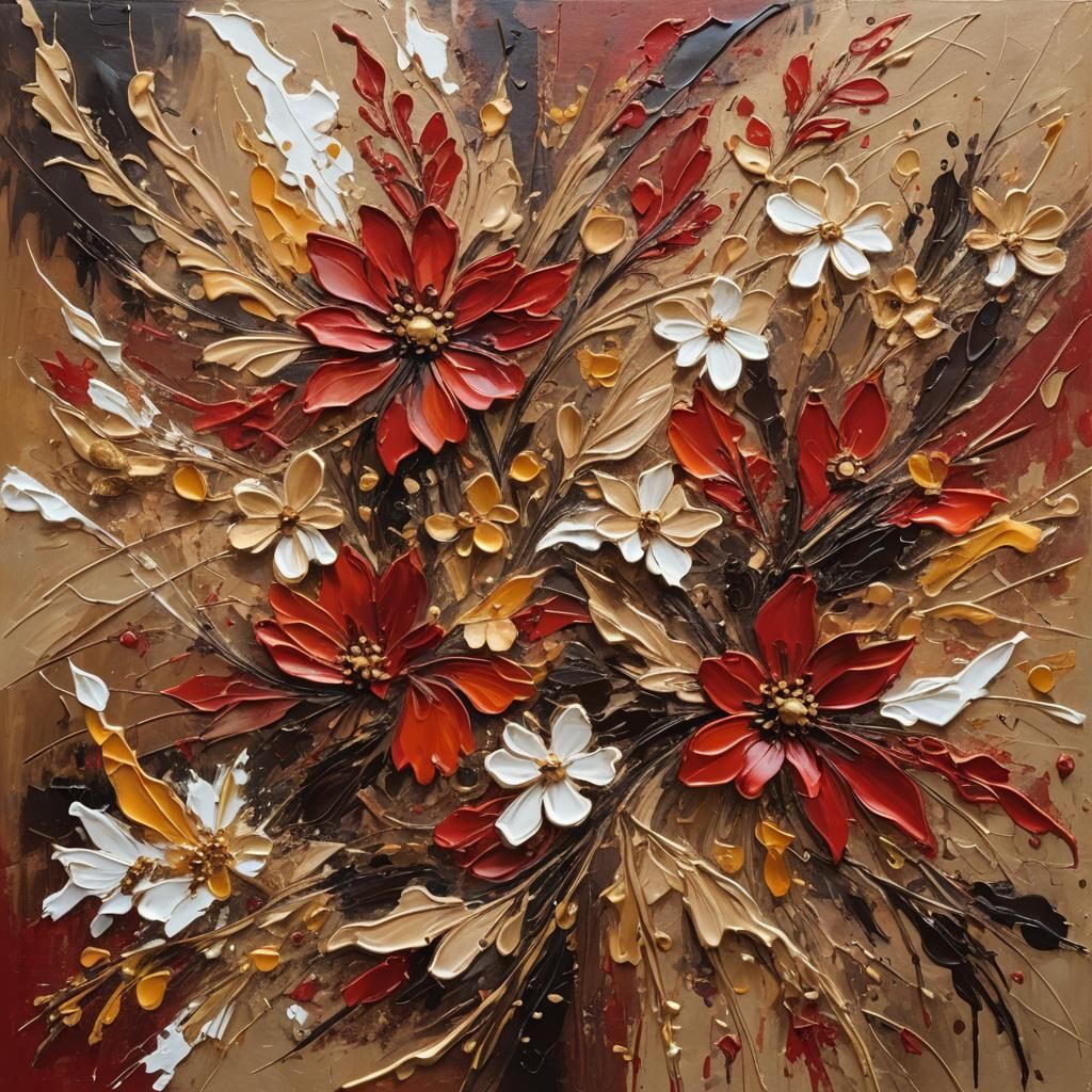 Abstract Expressionism: Vibrant Floral Impasto