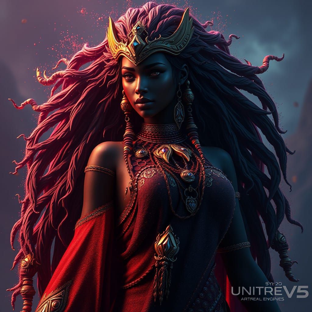 Sultry Fantasy Goddess by the Ancient Nile in Intricate, Vib...