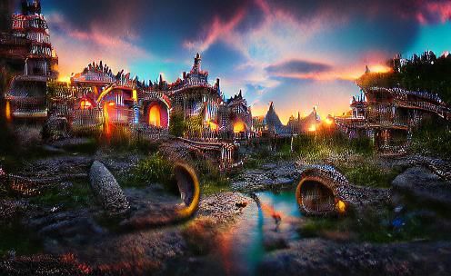 Fantasy Ancient Fairy City at Twilight: Detailed Concept Art