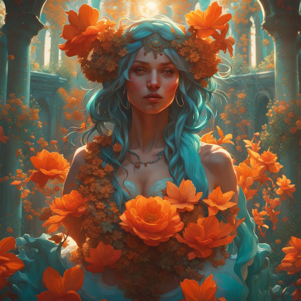 Hyperdetailed Garden Concept Art in Art Nouveau Style