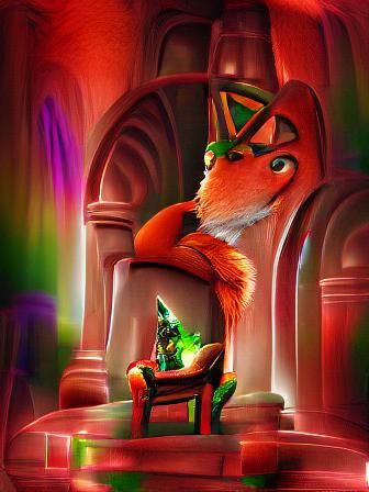 Nick Wilde on a Grand Mythological Throne