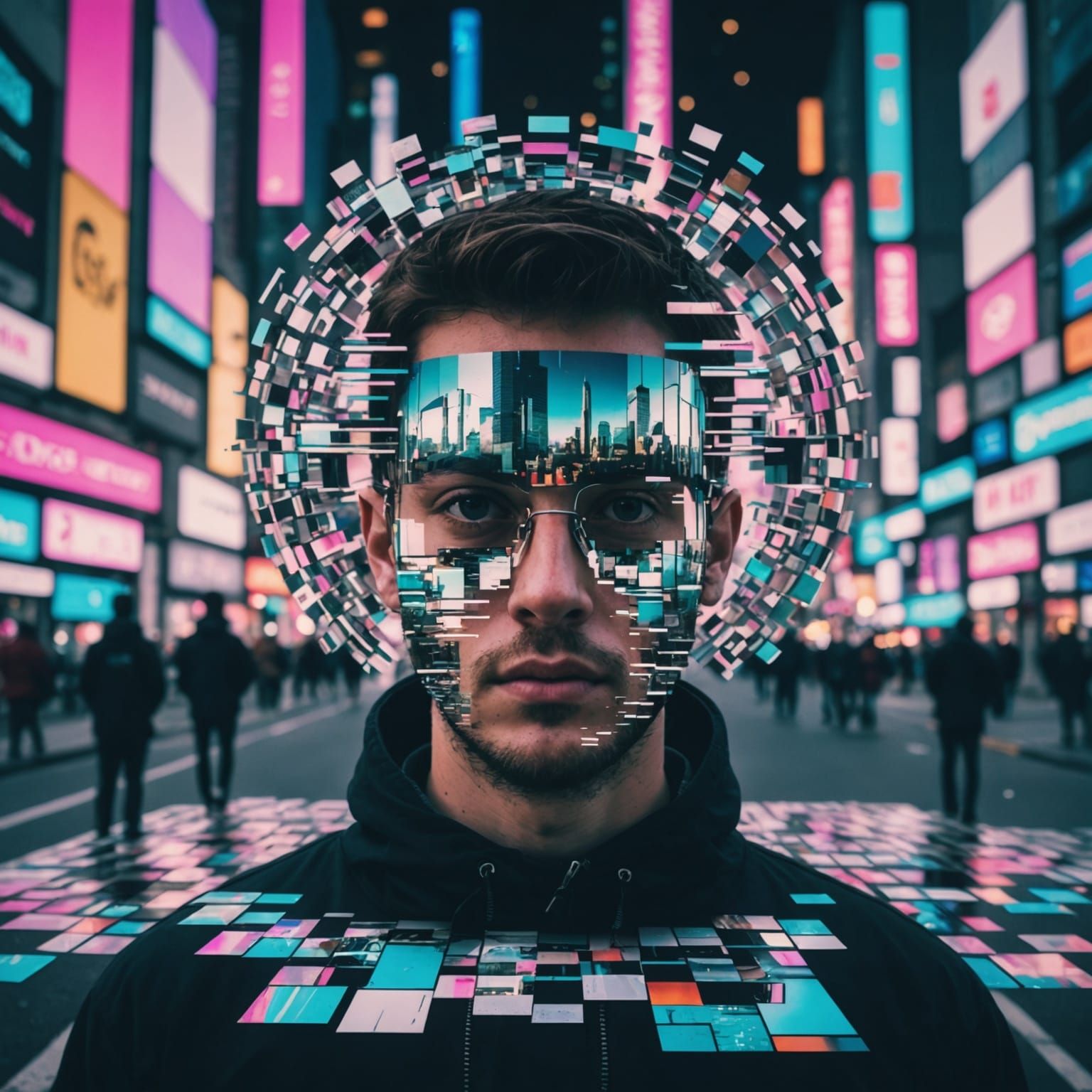 Glitched Reality: An AI-Generated Distorted Scene