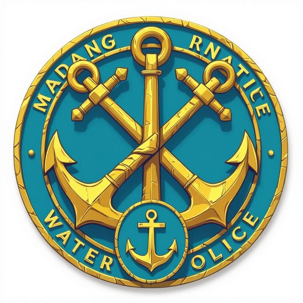 Golden Anchor Emblem on Sky Blue Background