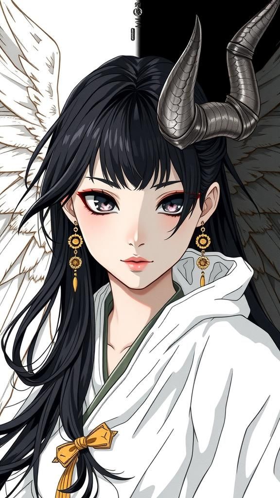 Anime Portrait: Angel and Demon Fusion