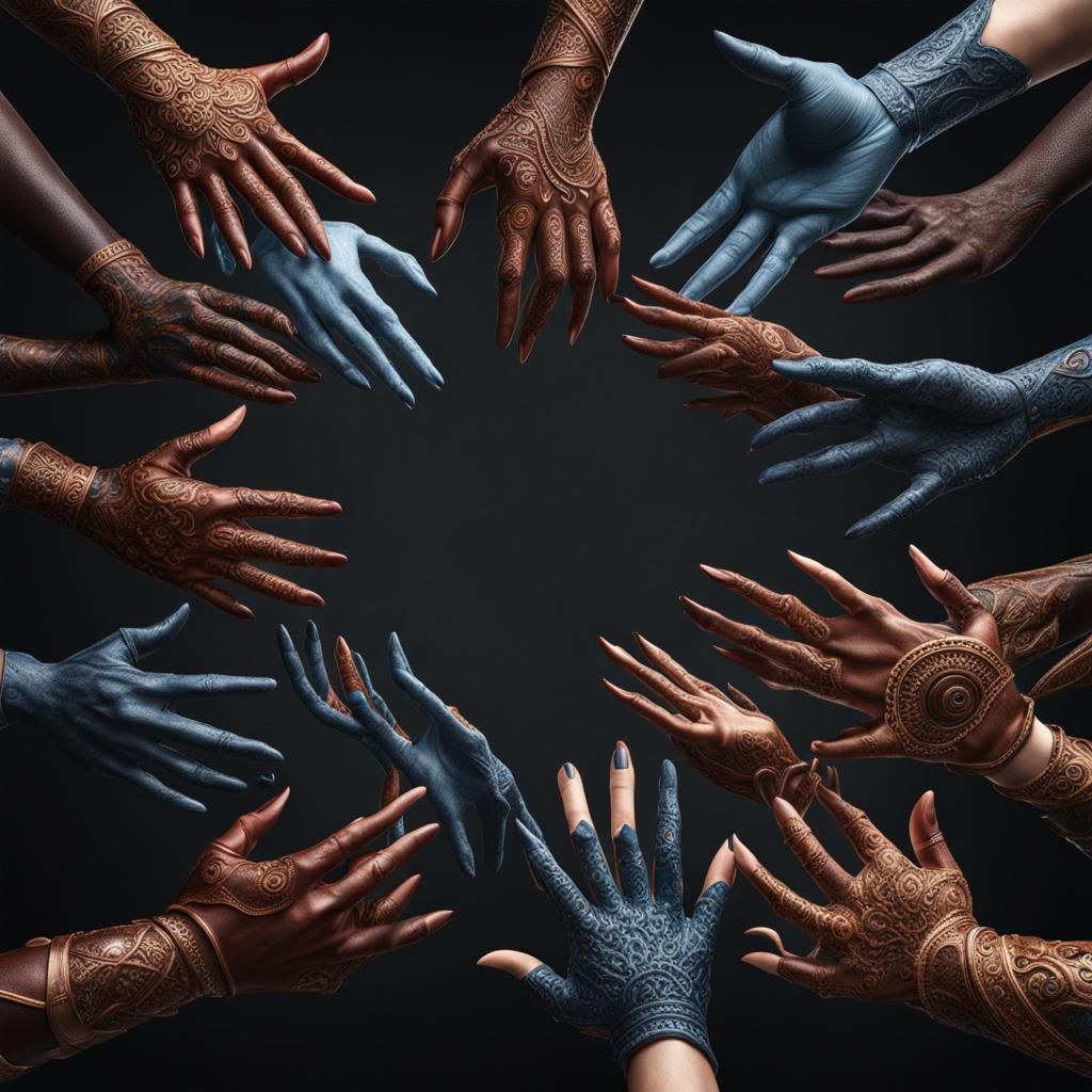 Photorealistic Human Hands by AI in Detailed Matte Painting