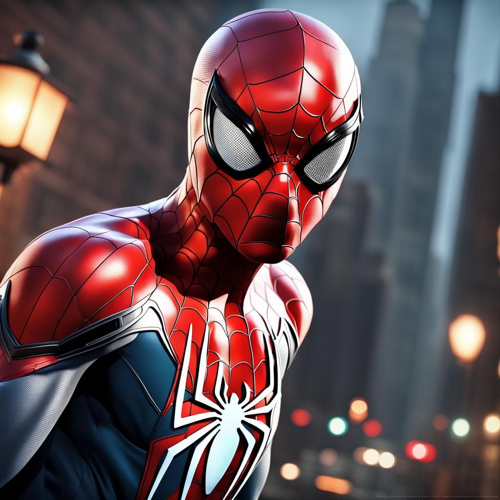 Hyperdetailed Spider-Man Portrait in Volumetric Lighting