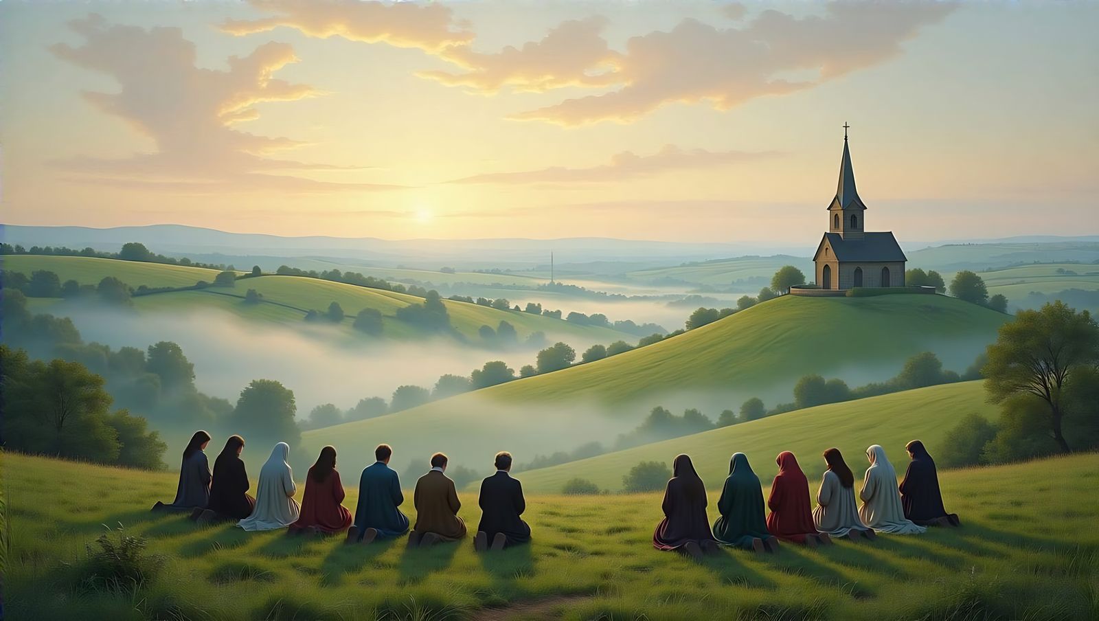 far away across the fields, the tolling of the iron bell calls the faithful to their knees to hear the softly spoken mag...