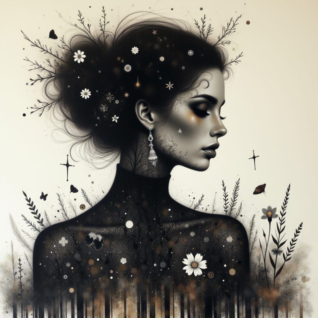 Elegant Silhouette Woman in Baroque Setting