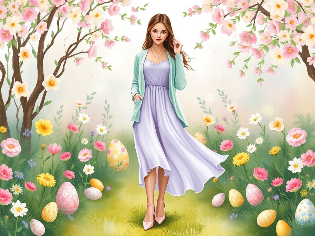 Pastel Whimsy: A Woman's Easter Storybook Moment