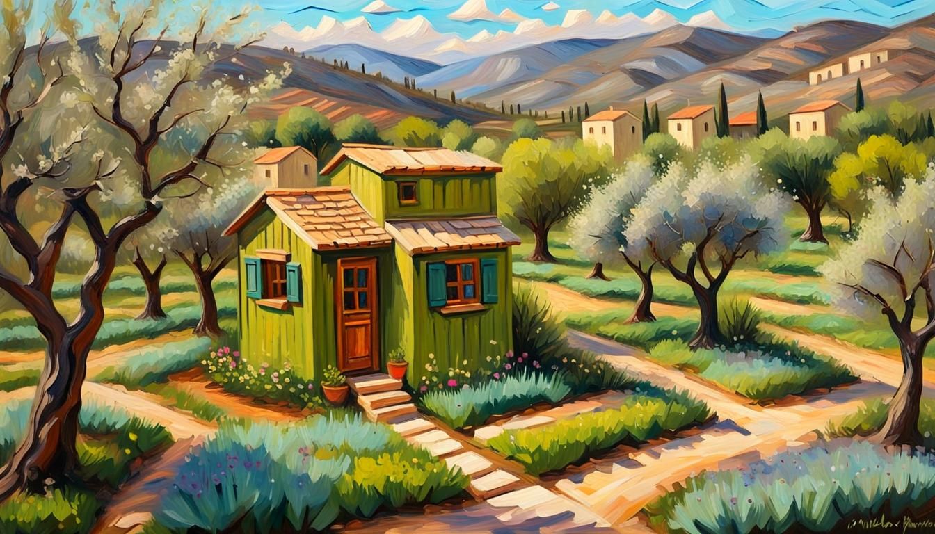 Eco Village: Sustainable Tiny Houses in Impasto Style