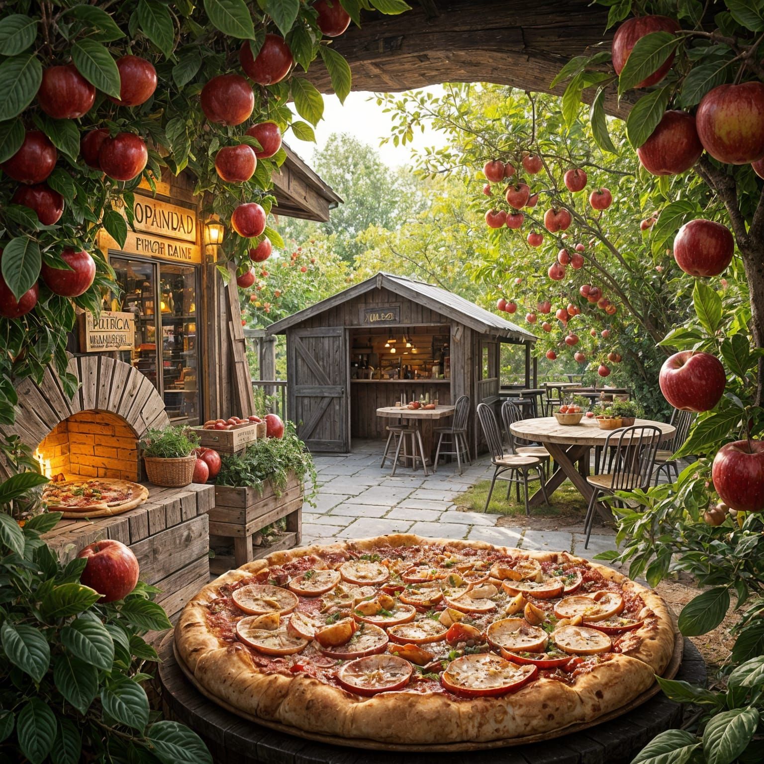 Autumn Harvest Pizza in a Cozy Orchard Setting