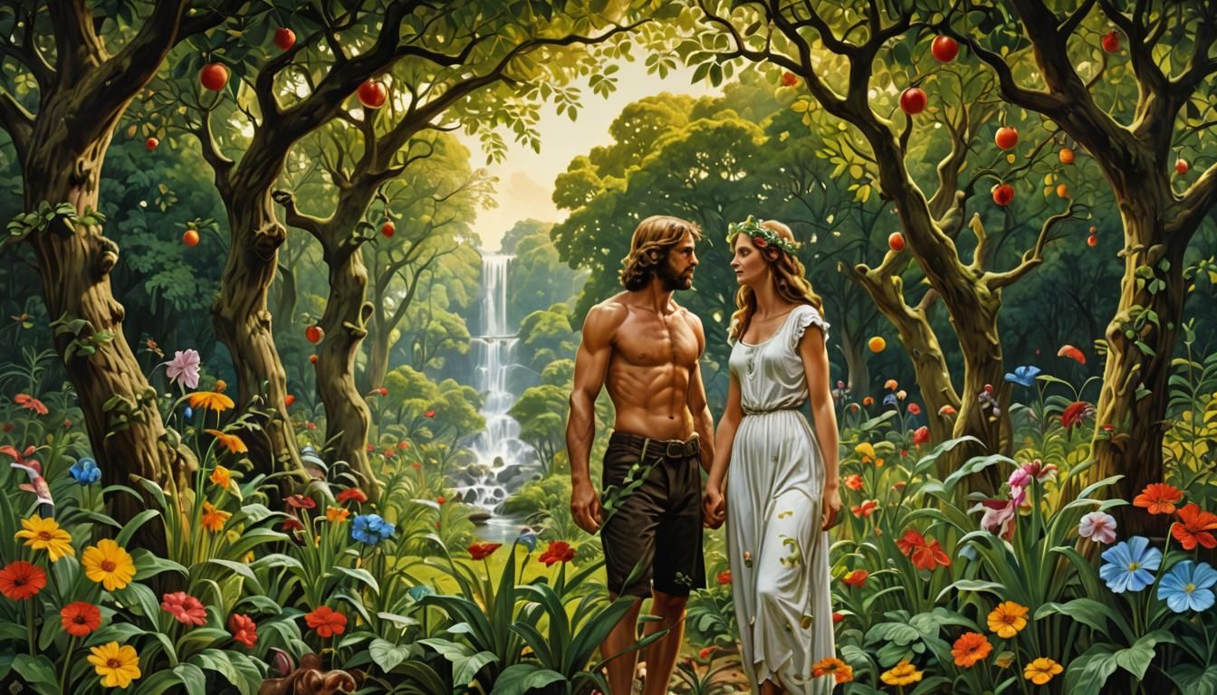 Adam and Eve in Eden: Graffiti Art Style