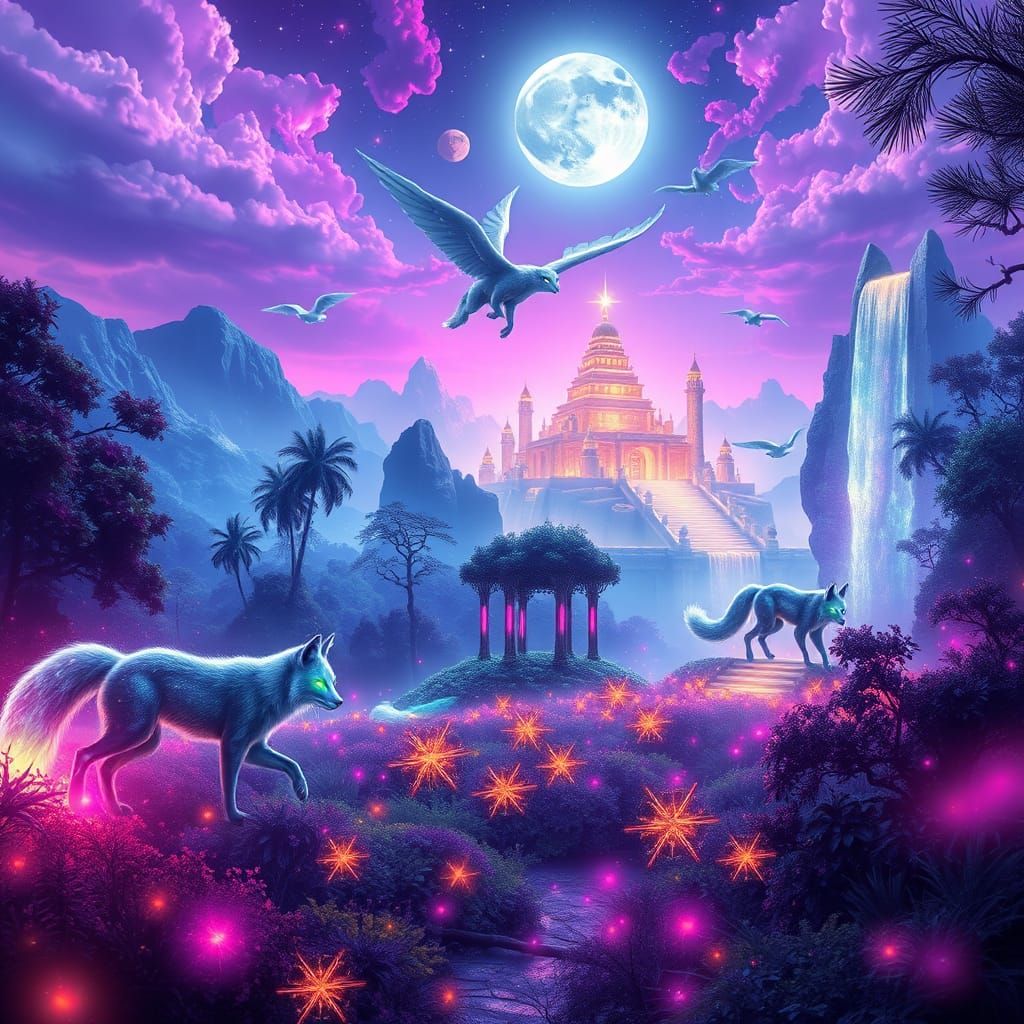 Cyberpunk Dreamscape Unfolds with Electric Violet Skies and ...