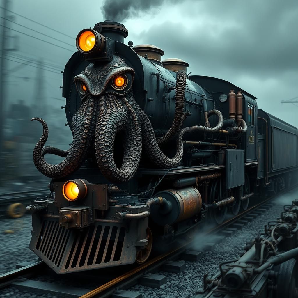 Steampunk Cthulhu Train on Mystical Tracks