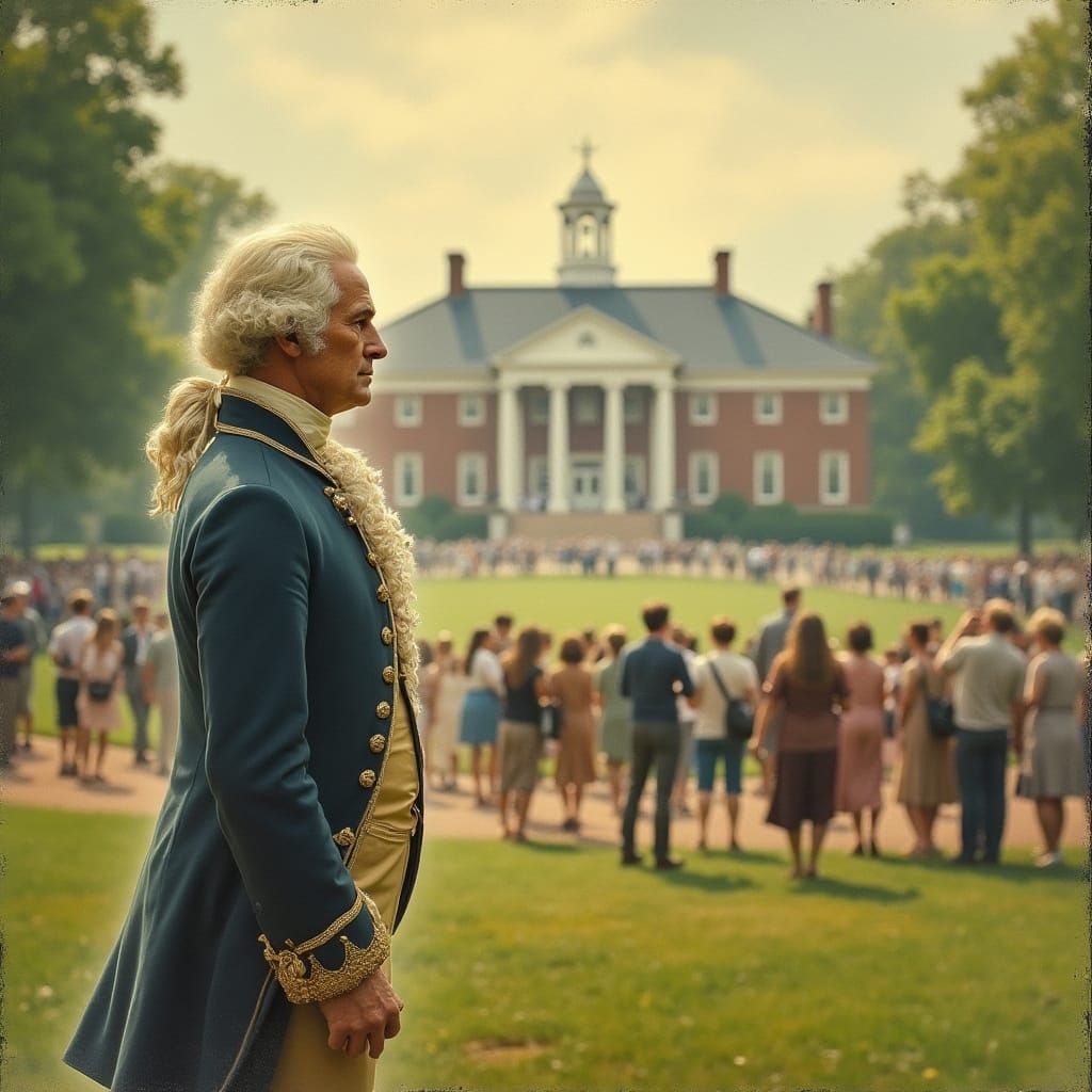 George Washington Observes Modern Tourists at Mount Vernon i...