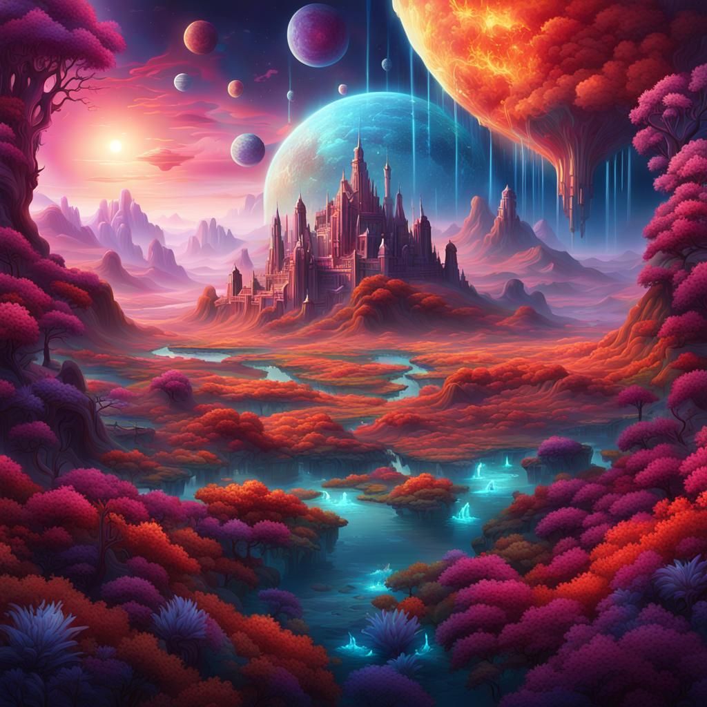 Enchanting Otherworldly Landscape as Detailed Matte Painting