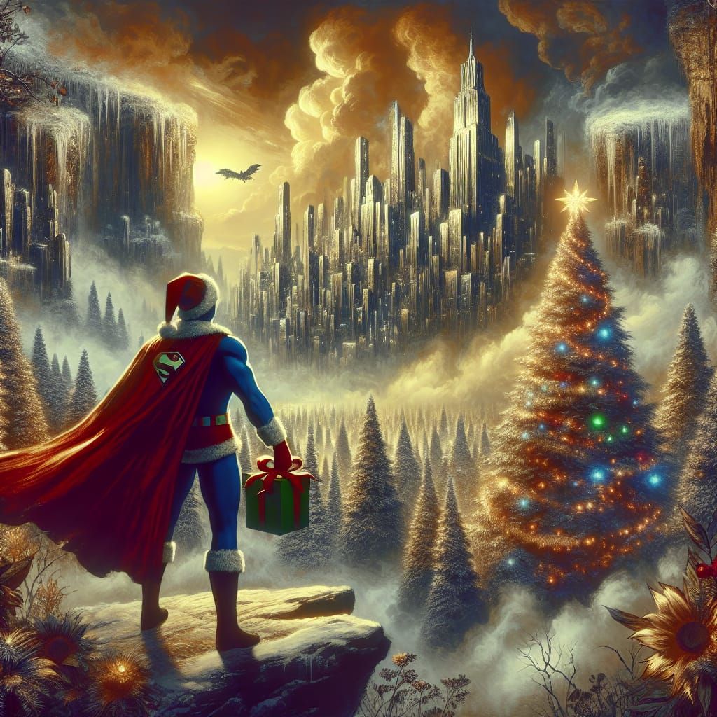 Epic Cinematic Batman as Santa Claus in Enchanting Gotham Ci...