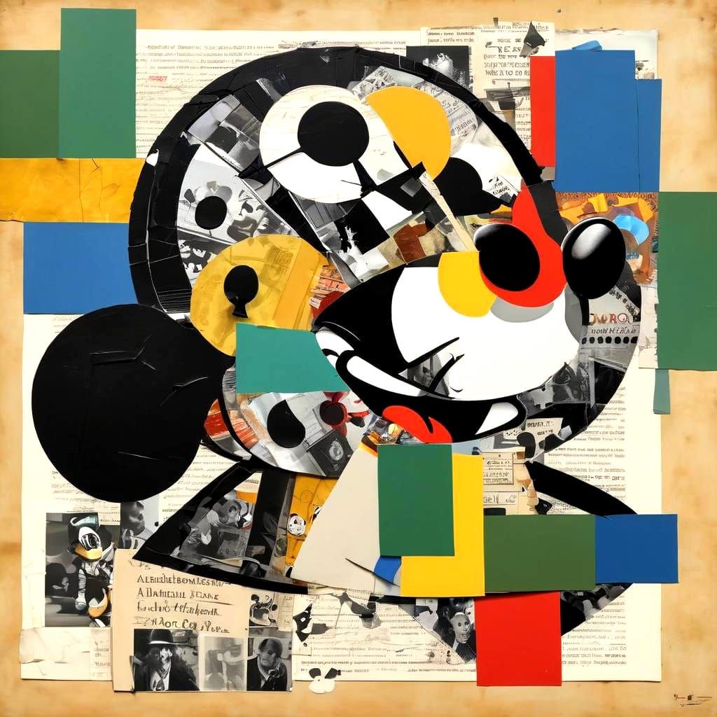 Abstract Fractured Mickey Mouse Collage