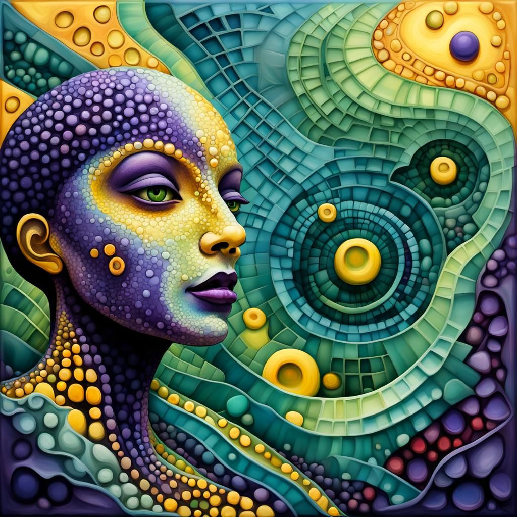 Biomorphic Fractal Landscape as Vibrant Oil Painting