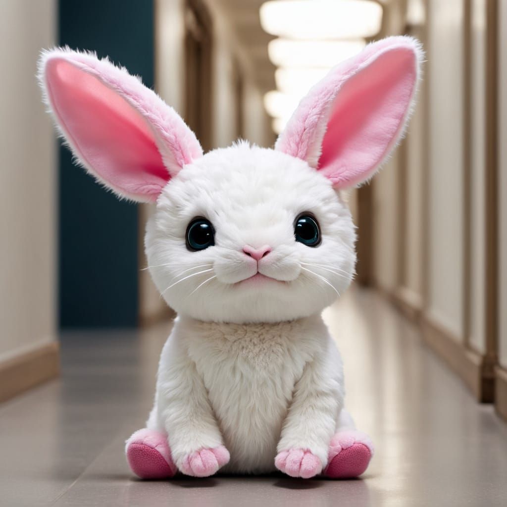 Teddy Axolotl, wearing a bunny ears