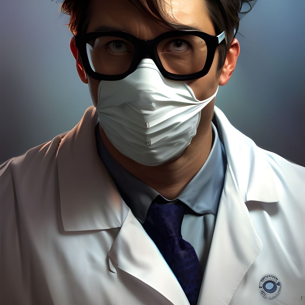Doctor with Mask: Detailed Digital Portrait