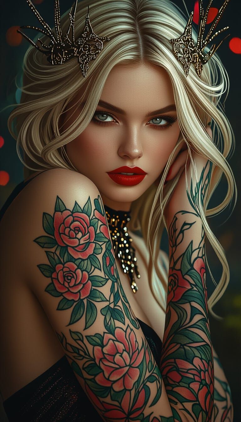 Tattooed Fairy Woman in Photorealistic 8k