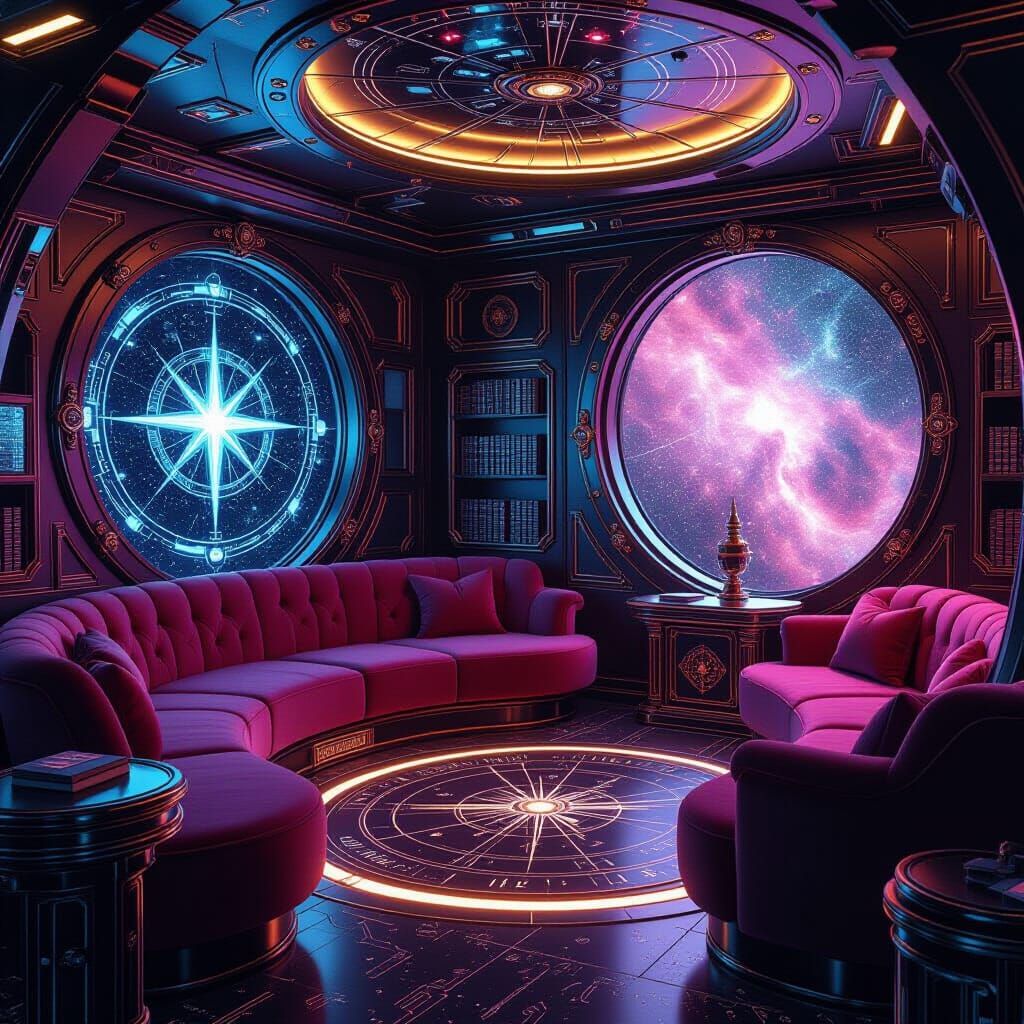 Majestic Starship Interior with Nebula Glow