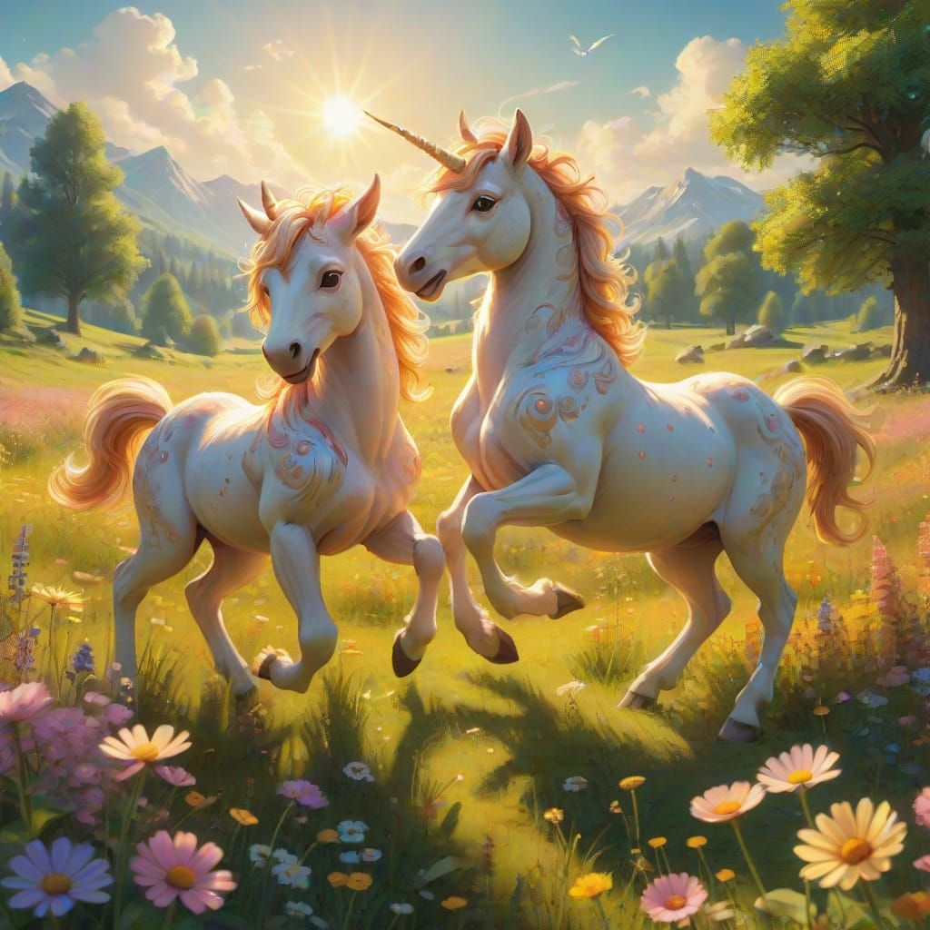 Joyful Centaur Siblings in Whimsical Meadow