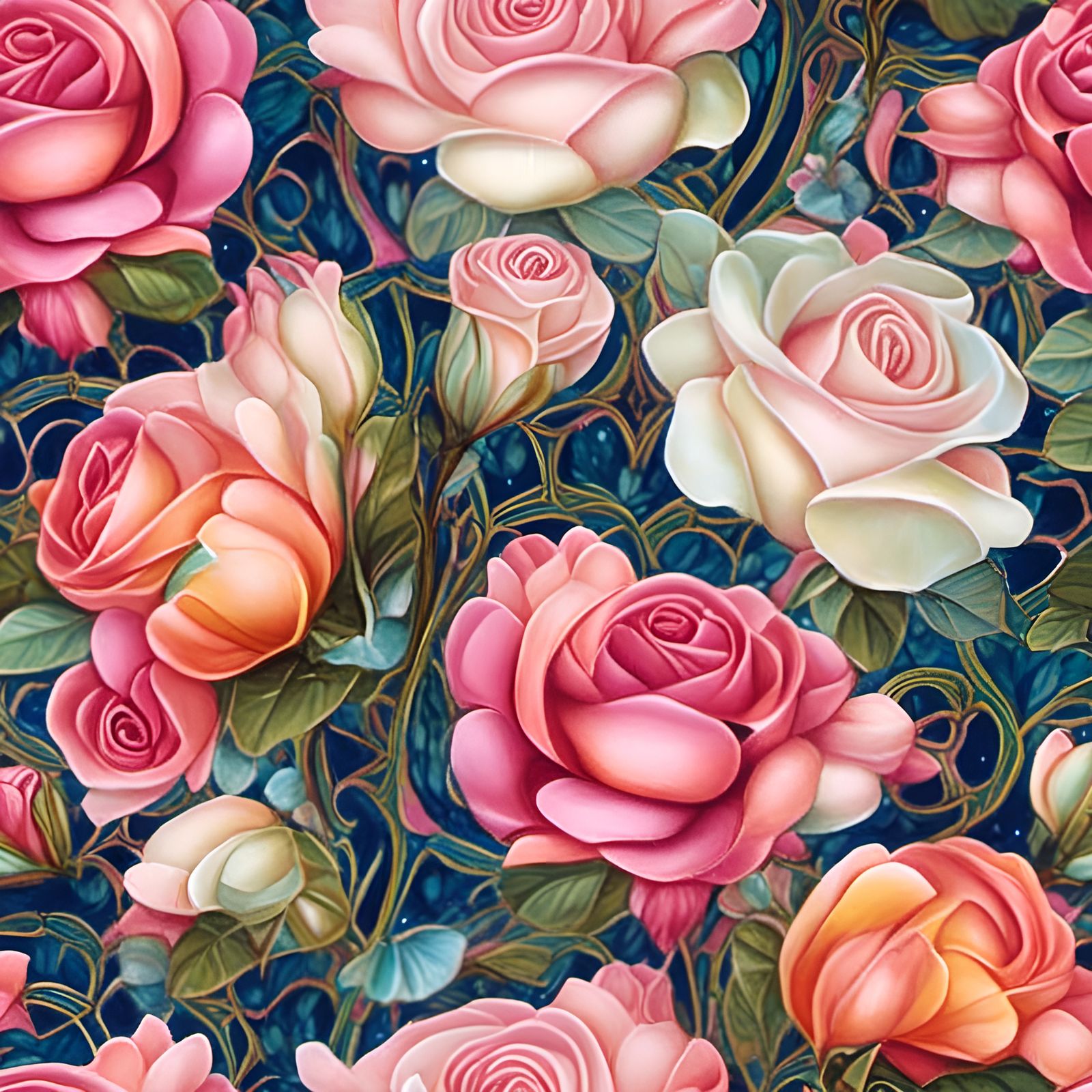 Paisley Roses in Fashion Illustration Style