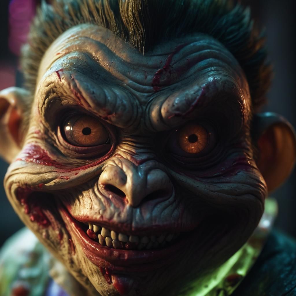 Zombie Monkey Clown Portrait in Greg Rutkowski Style