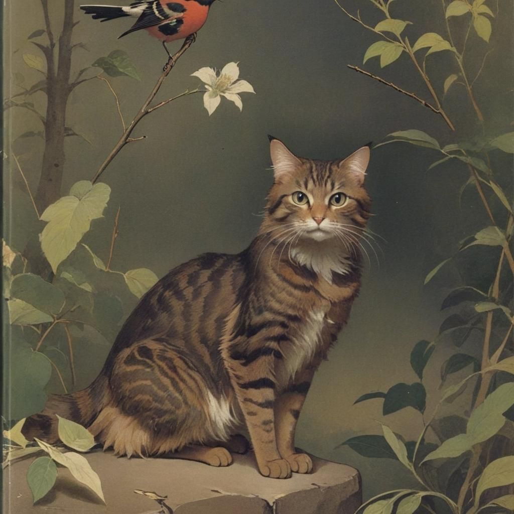 Book Cover Art: Bird or Cat in Naturalist Style