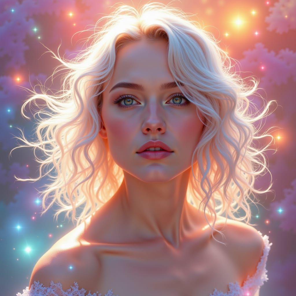 Ethereal Woman Portrait in Vibrant Digital Painting Style