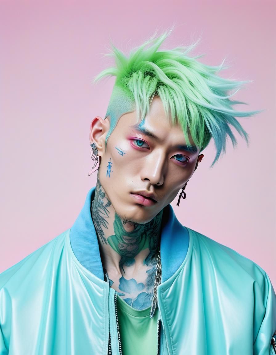 Surrealist Biomechanic Japanese Aesthetic with Lime Tattoos....