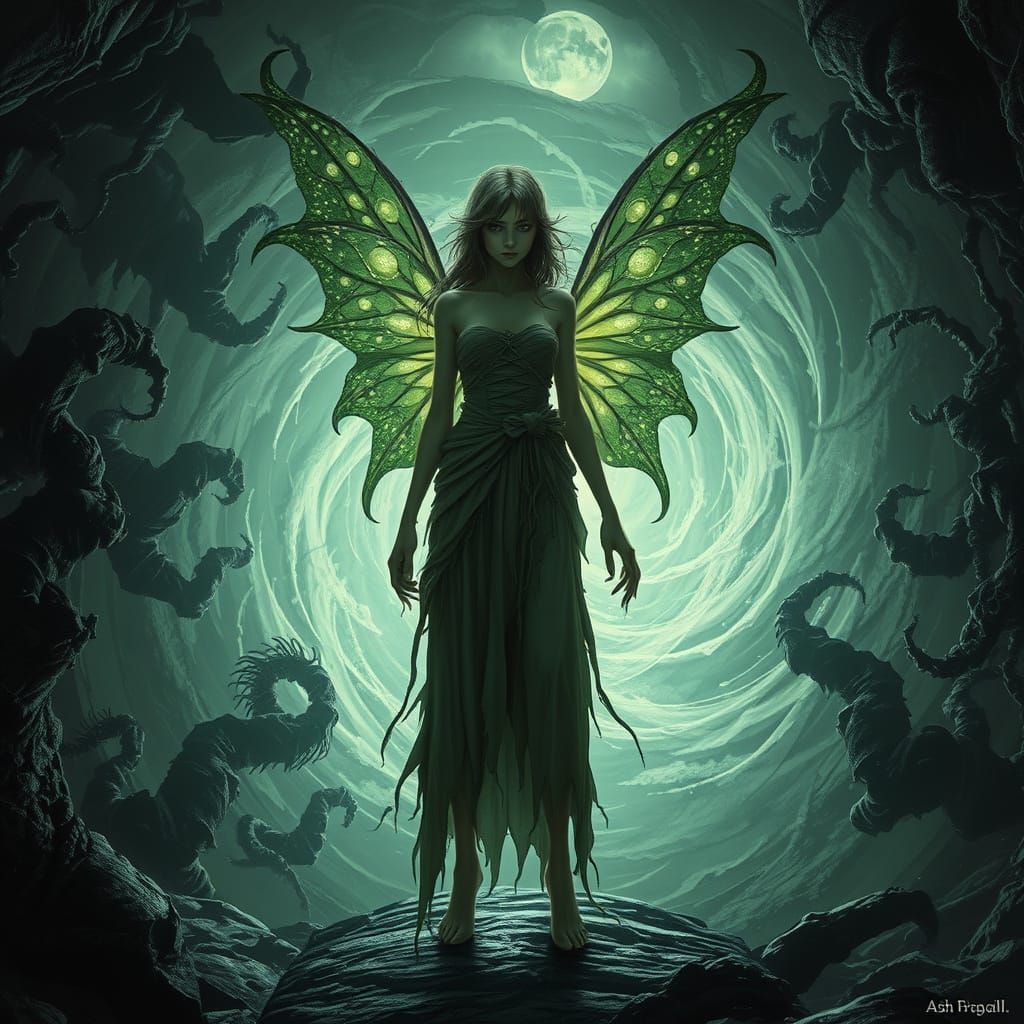 Fairy Defiant Against Dark Energy in Giger-Inspired Biomecha...