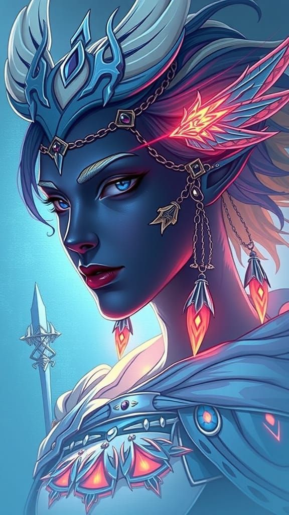 Elegant Drow Warrior in Dark Fantasy Style