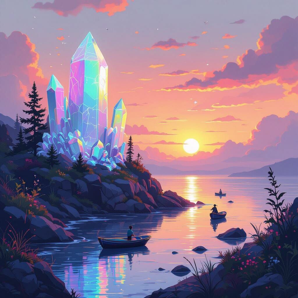 Opalescent Mosaic with Iridescent Crystallization